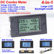 Dc Car Battery Dc 12v 24v 36v 48v Lcd Voltage Current Kwh Watt Power Combo Meter