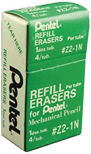 Pentel Mechanical Pencil Eraser Refills Z2-1n Box Of 12 Tubes Of 3 Erasers 36