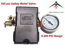 Air Compressor Pressure Control Switch 4 Ports 95-125 Psi W Gauge Pop Off Valve