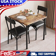 3 Pcs Dining Set Table And 2 Upholstered Chairs Wood Top For Small Space Kitchen