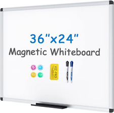 Magnetic Whiteboarddry Erase Board 36 X 24 Inches Includes 1 Eraser 2 Marke