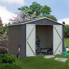 8x6 Outdoor Metal Storage Shed For Garden Tools Lockable Door Backyard