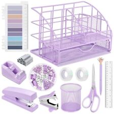 15 Pcs Purple Desk Accessories Office Supplies Set Purple Desk Organizers An...