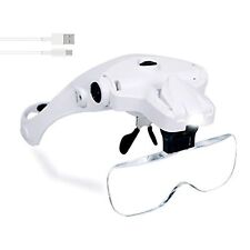 Hands Free Headband Magnifying Glass Usb Charging Head Magnifier With Led Li...