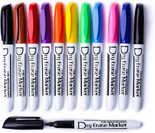 Dry Erase Markers Low Odor Fine Whiteboard Markers Thin Box Of 12 10 Colors