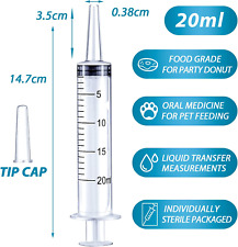 20ml Syringe For Liquid Oral Measurement Dispensing With Cap- 3 Pack