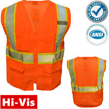 Hi Vis Ansi Class 2 Reflective Tape Work Safety Orange Vest High Visibility
