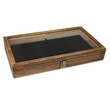 Mooca Wood Glass Top Jewelry Display Case Wooden Jewelry Tray For Collectible...
