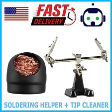 Helping Third Hand Soldering Solder Iron Stand Holder Magnifier Tip Cleaner