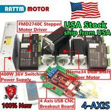 Us4 Axis Nema23 Dual Shaft Stepper Motor 425oz-in280ncm Driver 4a Usb Cnc Kit