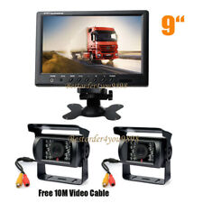 9 Car Lcd Monitor Rear View Kit 2x 18 Ir Vehicle Reverse Backup Camera 12-24v