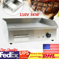 110v 3kw Commercial Restaurant Grill Bbq Flat Top Electric Countertop Griddle