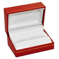 Red Leatherette Double Ring Engagement Ring Box Jewelry Organizer Display A07r