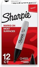Sharpie Permanent Markers Chisel Tip Black 12 Count