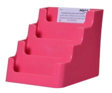 Pink 4 Pocket Desktop Counter Top Business Card Display Holder Organizer Acrylic