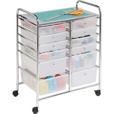 Rolling Storage Cart And Organizer With 12 Plastic Drawers Locking Wheels New