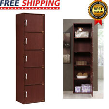 5 Shelf Storage Cabinet Bookcase Tall Cupboard Organizer W Door Kitchen Pantry