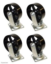 Steel Casters 6 Diameter 4-pc Set Swivel Caster Wheels 770 Lb Per Caster