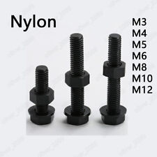 Black Nylon Hexagon Head Screws With Hex Nut Flat Washers M3 M4 M5 M6 M8 M10 M12