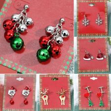 Fashion Cartoon Zircon Santa Claus Christmas Card Stud Earrings Women Gifts New