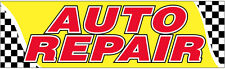 3x10 Ft Auto Repair Vinyl Banner Sign- Yellow Checkered Car Auto Repair Shop Yr