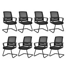 Set Of 8 Mesh Reception Office Guest Chairs Conference Chairs Wlumbar Support