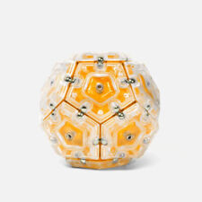 Geode Magnetic Fidget Sphere - Pentagons 12-piece Set - Yellow Fun Desk Toy