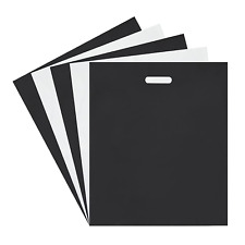 100 Pack Black And White Plastic Merchandise Retail Bags With Handles 16 X 18