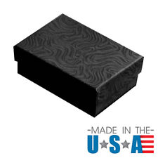 Custom Printed Swirl Black Cotton Filled Boxes Jewelry Gift Box 6 Sizes