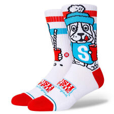 Stance Slush Puppies Crew Socks Sz L Large 9-13 White Blue Red Cold
