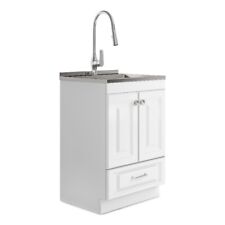 Lawrence Transitional 24 Laundry Cabinet With Faucet And Stainless Steel Sink