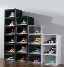 12x Clear Side Shoe Box Stackable Magnetic Sneaker Rack Closet Organizer Display