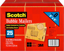 Scotch Bubble Envelope Mailers Kraft Paper Self-sealing Closure 6x 9 25-pack