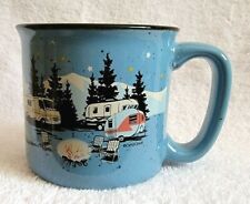 Camp Casual Coffee Cup Mug Camping Vintage Trailer Theme Retro Blue Rv