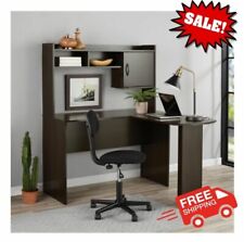 New Fashion Style L-shaped Desk With Hutch Home Office Furniture Espresso