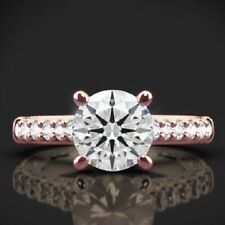 2.ct Round Cut Real Moissanite Pave Setting Anniversary Ring In Rose Gold Plated