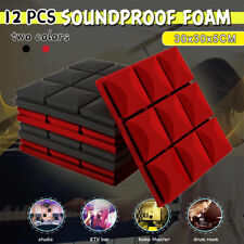 12acoustic Foam Panel Wedge Studio Soundproofing Wall Record Tiles Black Red
