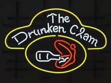 20x16 The Drunken Clam Neon Sign Light Lamp Visual Collection Beer Bar Decor B