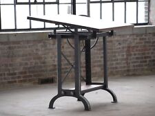 Industrial Drafting Table Solid Walnut Top Handmade In The Usa