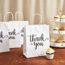 10x8x4 White Kraft Paper Bags With Handles Gift Retail Merchandise Shopping