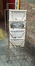 Vintage Folding Metal Wire News Stand Newspaper Display Rack Grocery Store