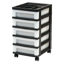5-drawer Plastic Storage Cart With Organizer Top And Wheels Rolling Storage Cart