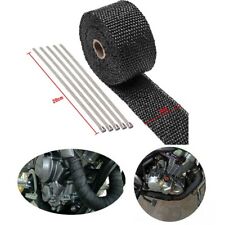 2 Black Exhaust Heat Wrap Roll For Motorcycle Fiberglass Heat Shield Tape Tie