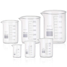 6pk Glass Measuring Beaker Setthick Boro 3.3 Low Form 25501002505001000ml