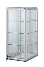 Aluminum Framed Tempered Glass Counter Top Display Case With Shelves And Lock