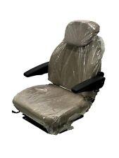 Brown Fabric Tractor Seat W Armrests Sliderails And Swivel- 11 X 13 Mounting