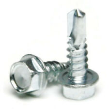 12 Self Drilling Screws - Zinc Plated Steel Hex Washer Head - Select Size