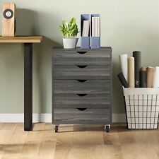 5-drawer Mobile Rolling File Cabinet Wood Dresser Storage Cabinet Home Office