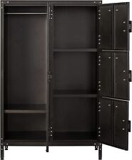 Metal Locker Storage Cabinet 55 Steel Retro Wardrobe 4 Doors Lockable Home Gym