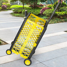 Kariyer Grocery Shopping Cart Basket Folding Utility Trolley Push Laundry Wheel